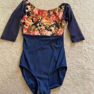 Blue and floral eleve dancewear leotard